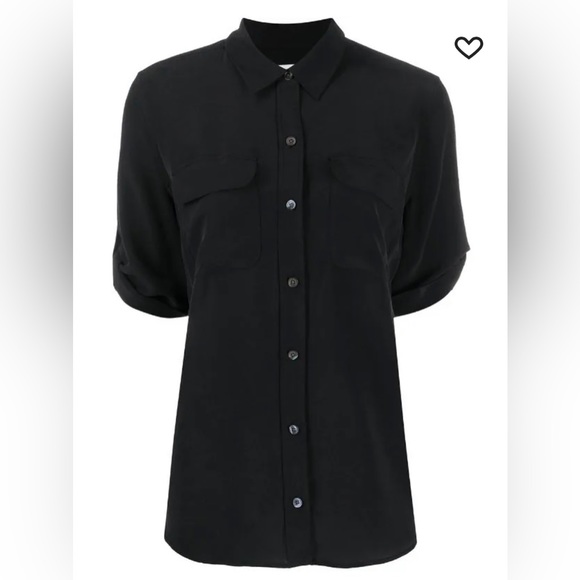 NWOT Equipment Floral Silk Short Sleeve Blouse, size Large - Picture 7 of 14